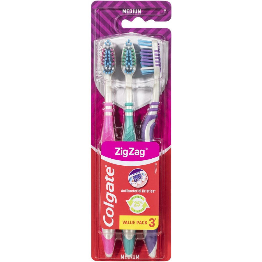 Colgate Toothbrush Zig Zag Medium 3pk