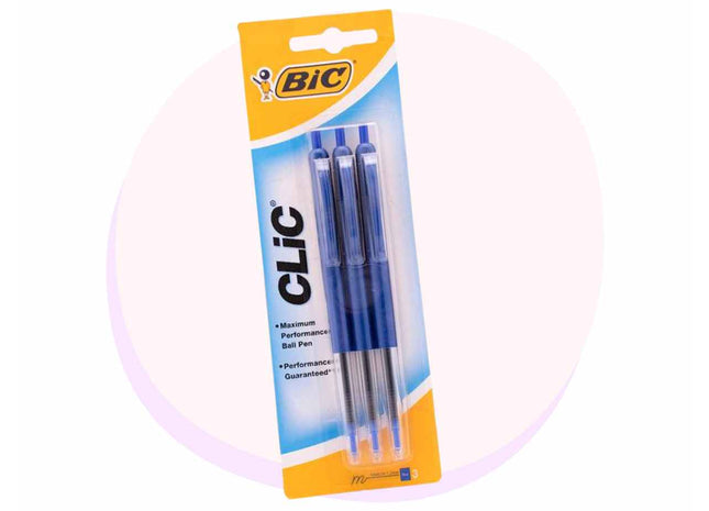 Bic Pen Clic Blue 3pk