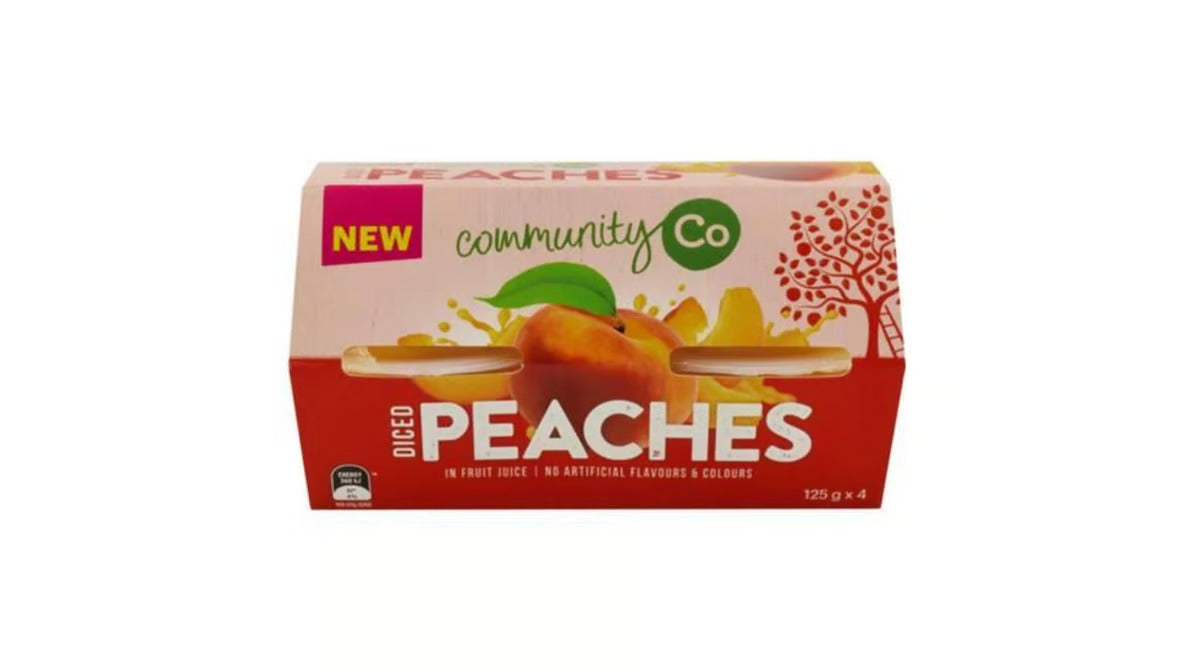 Community Co Diced Peach In Juice 4x125g