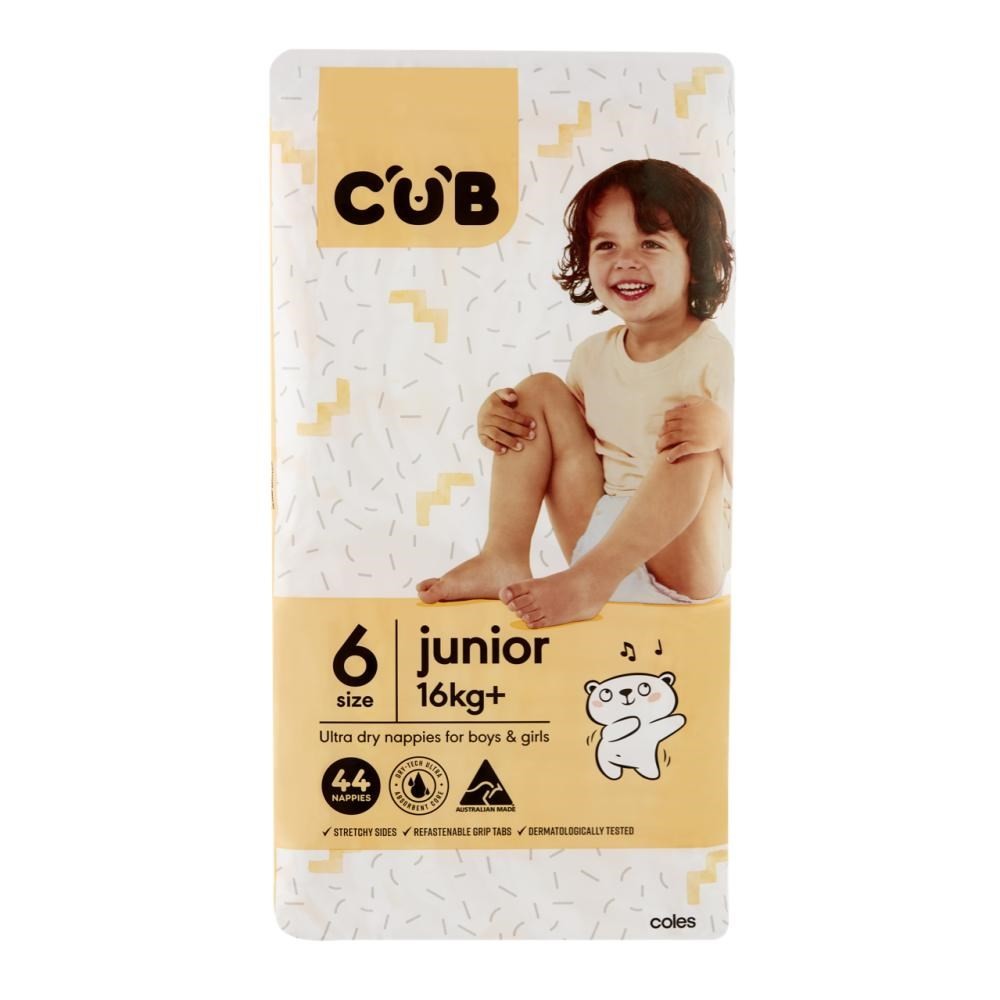CUB Nappies Junior 16kg+ Size 6 40pk