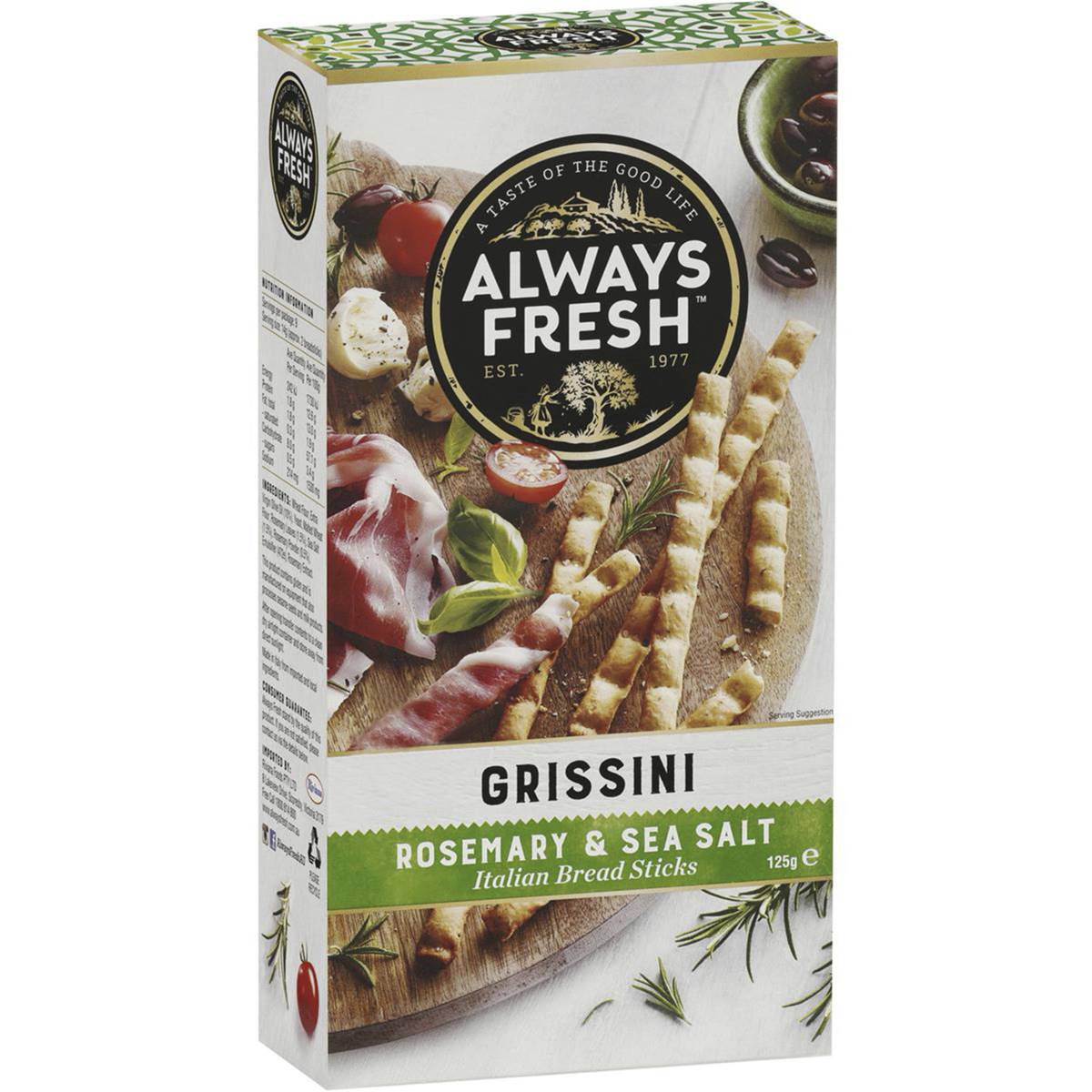 Always Fresh Grissini Sticks Rosemary & Sea Salt 125g