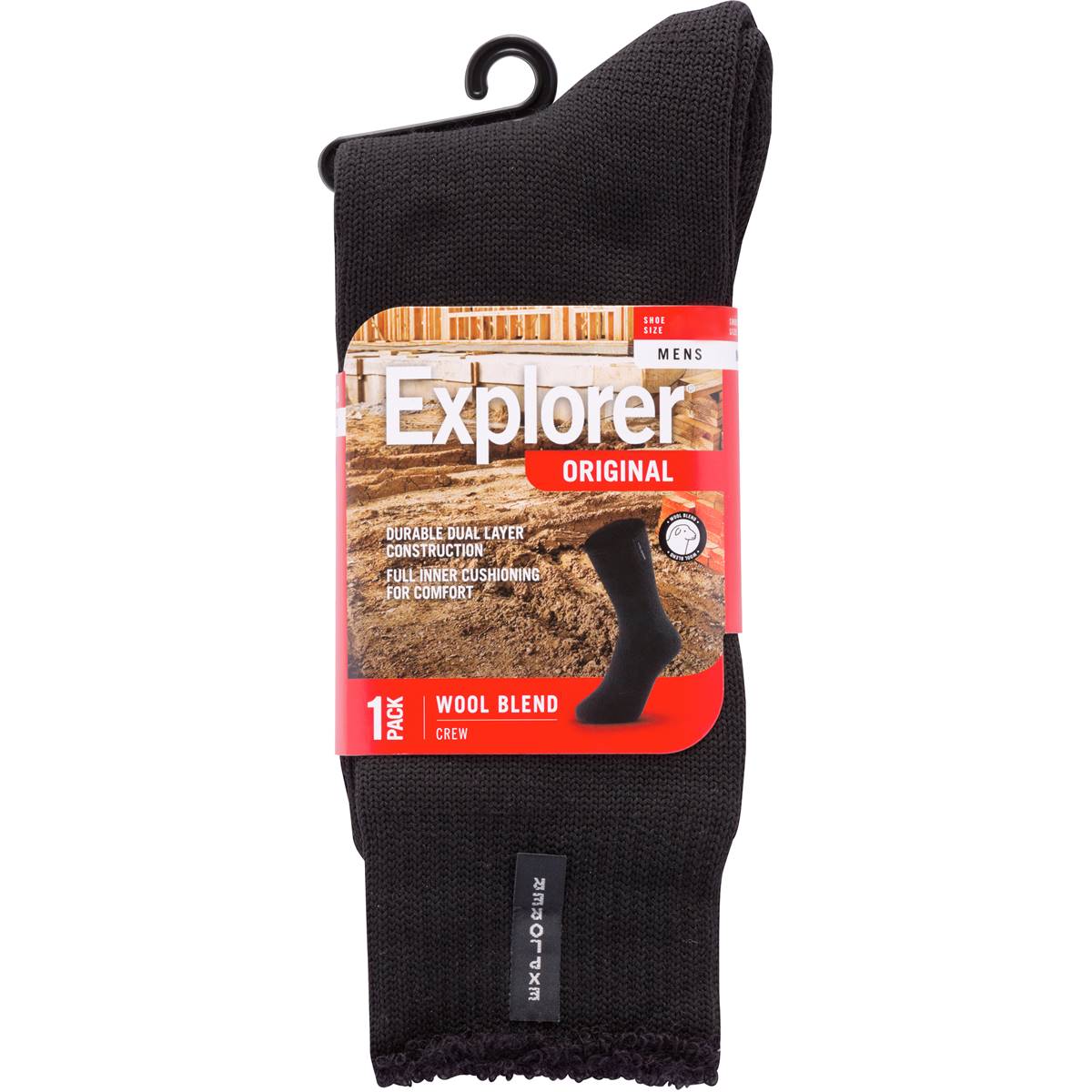 Bonds Mens Explorer Original Crew Socks Black 1pk