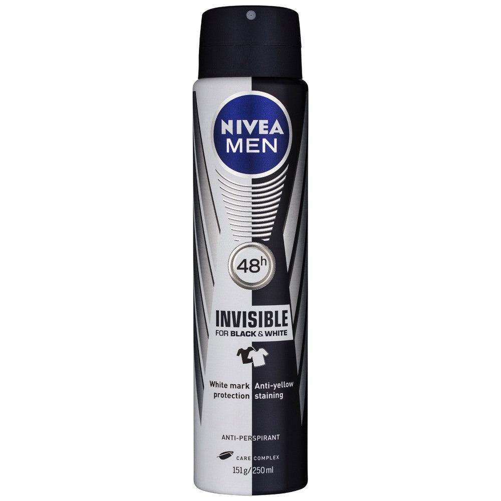 Nivea Deodorant Aerosol Men Invisible Black and White 250ml