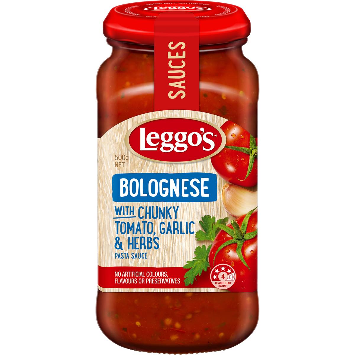 Leggos Pasta Sauce Bolognese Tomato Garlic & Herbs 500g