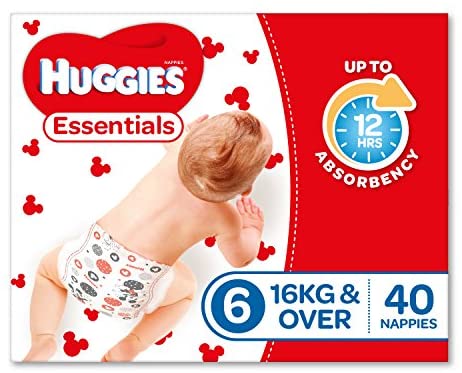 Huggies Essentials Nappy Size 6 Junior16kg+