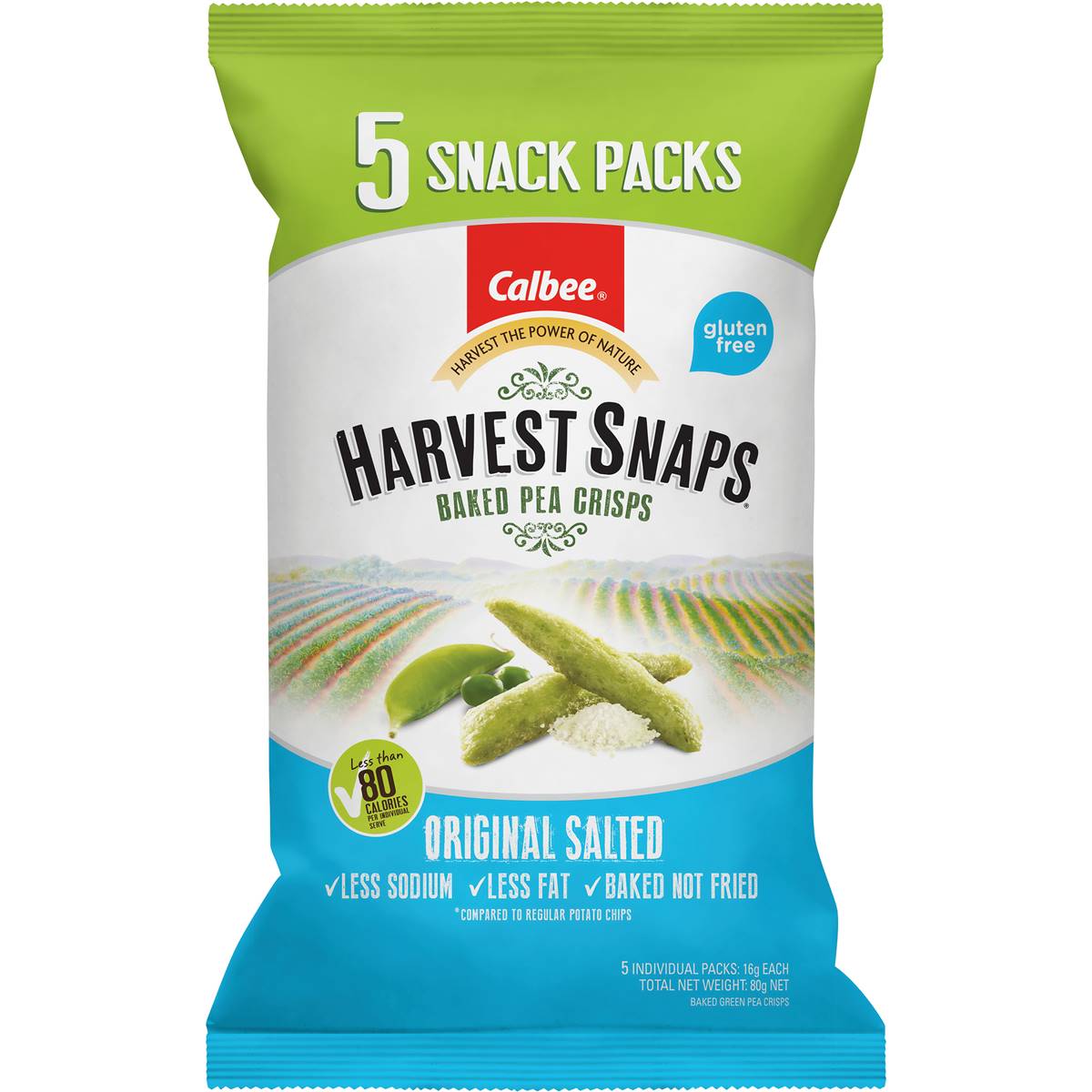 Calbee Harvest Snaps Pea Crisps Original Salted 5pk