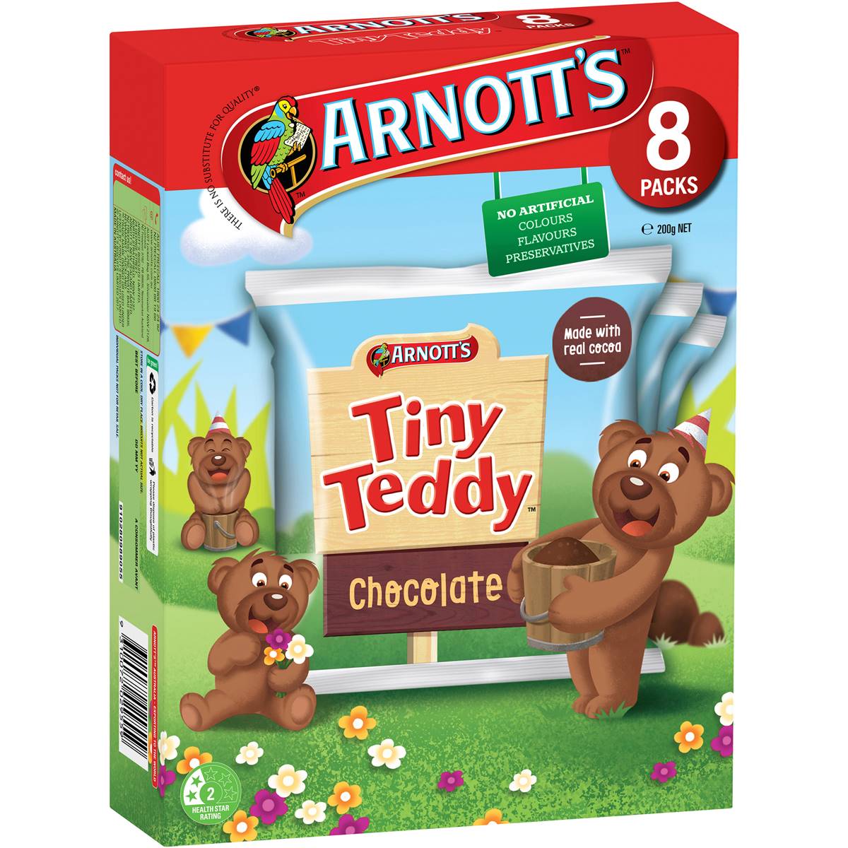 Arnotts Tiny Teddy Chocolate 200g 8pk