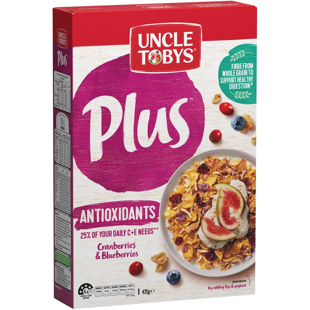 Uncle Tobys Plus Cereal Cranberries & Blueberries 765g