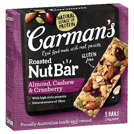 Carmans Nut Bar Almond Cashew Cranberry 175g 5pk