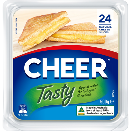Cheer Cheese Slices Tasty 500g 24pk