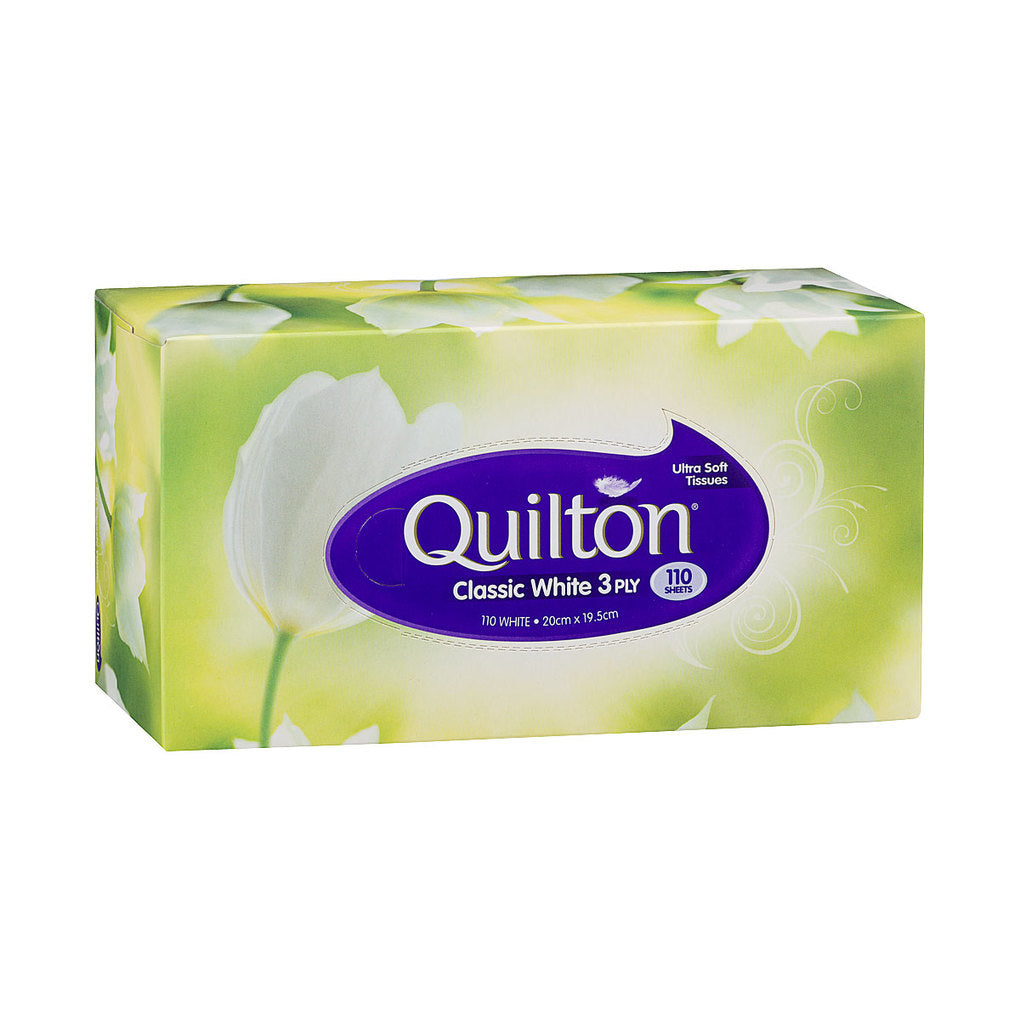 Quilton 3ply White Facial Tissue 110pk