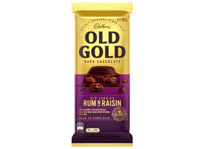 Cadbury Old Gold Block Old Jamaica Rum n Raisin 180g