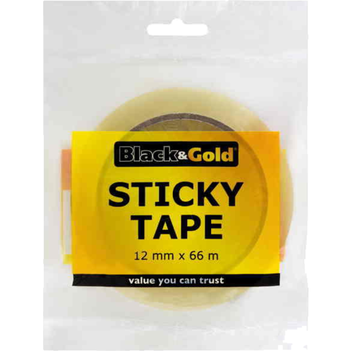 Black & Gold Sticky Tape 12mm x 66m 1pk