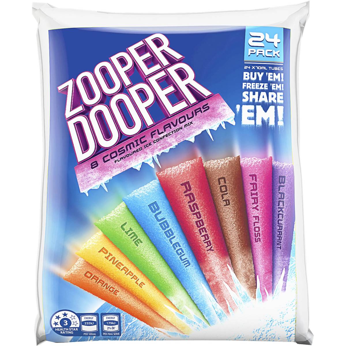 Zooper Dooper Icypole Sticks Cosmic Flavours 24pk