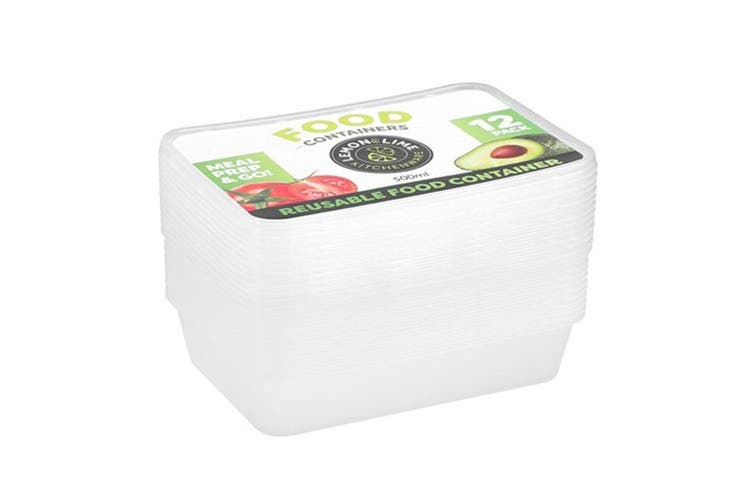 Lemon & Lime Disposable Food Container Rectangle 500ml 12pk