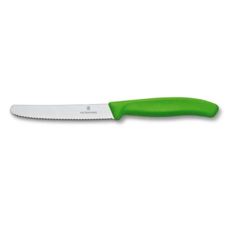 Victorinox Steak & Tomato Knife 11cm Round Tip Wavy Edge Green