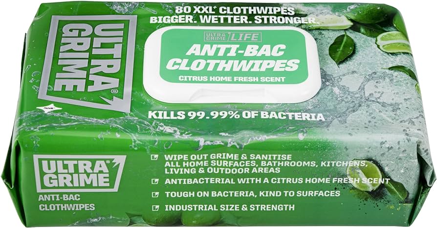 Ultra Grime Life Anti-Bac XXL+ Cloth Wipes 80pk