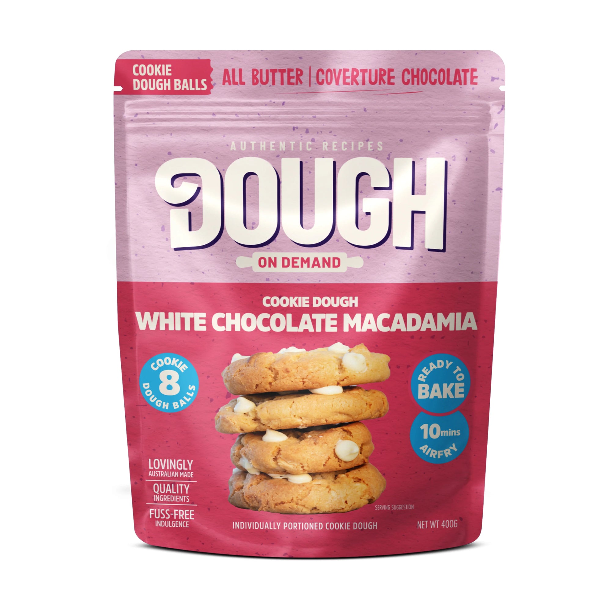 Yarrows Cookie White Choc Macadamia Dough 40g 14pk