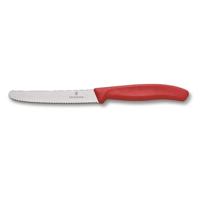 Victorinox Steak & Tomato Knife 11cm Round Tip Wavy Edge Red