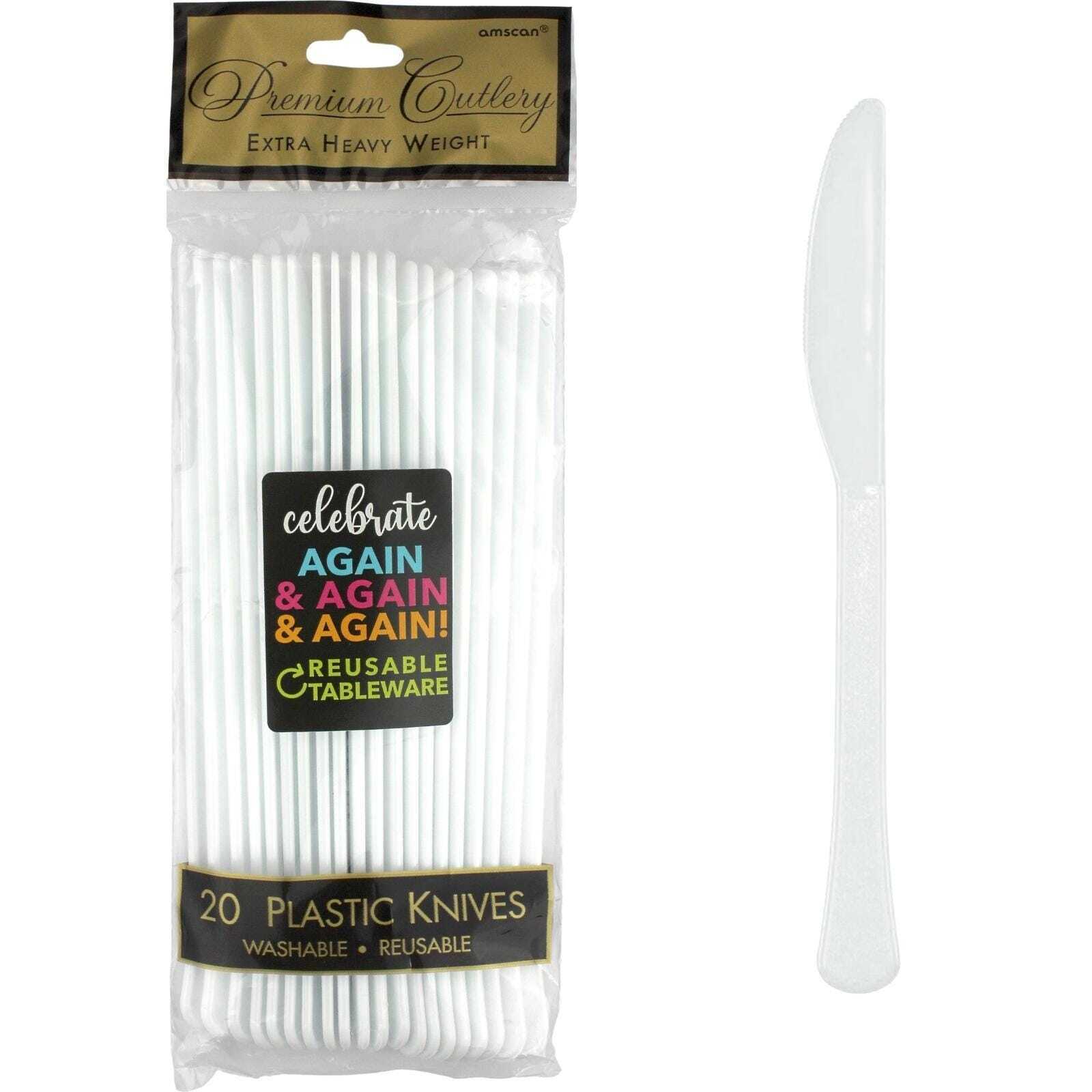 Premium Cutlery Plastic Knives White 20pk