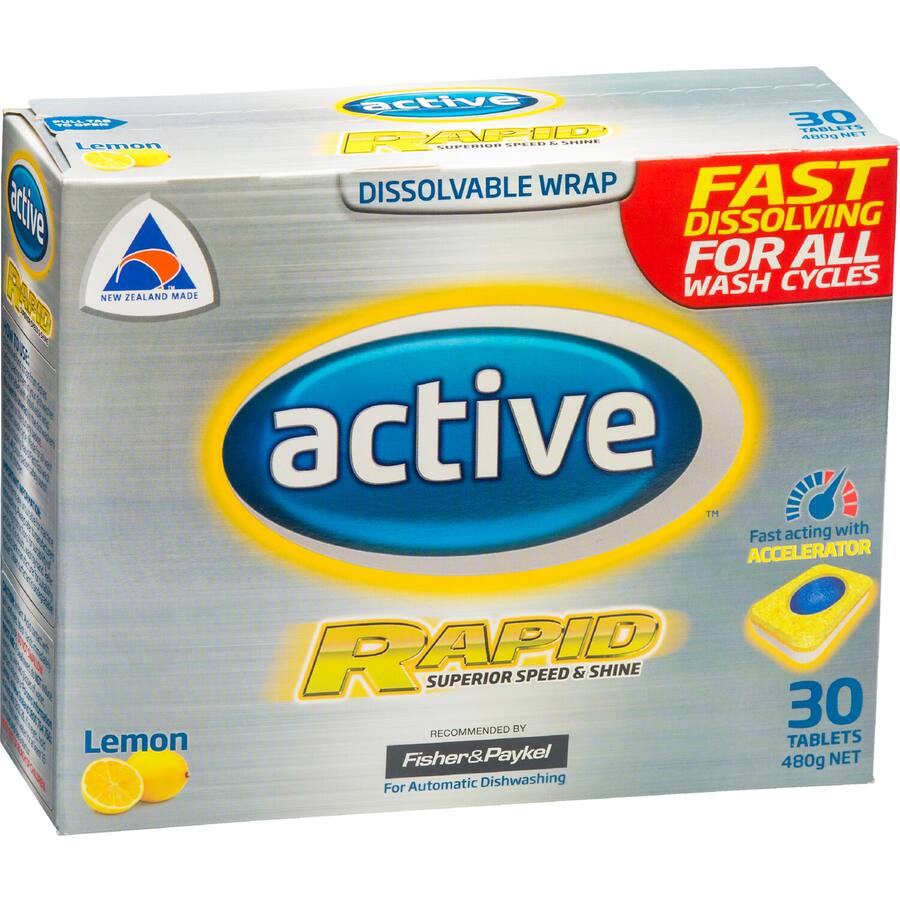 Active Rapid Dishwasher Tablets Lemon 30pk