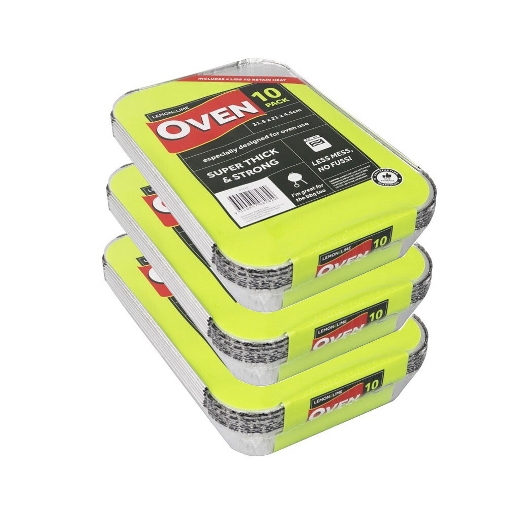 Lemon & Lime Foil Container with Lid 31.5 x 21 x 4.5cm 10pk