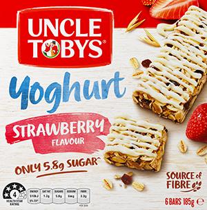 Uncle Tobys Yoghurt Muesli Bars Strawberry 185g 6pk