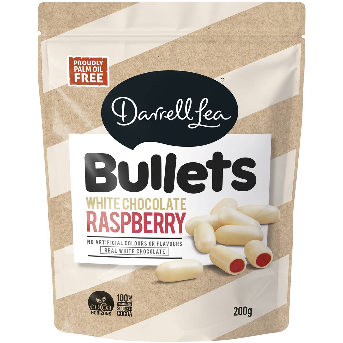 Darrell Lea Bullets White Chocolate Raspberry 200g