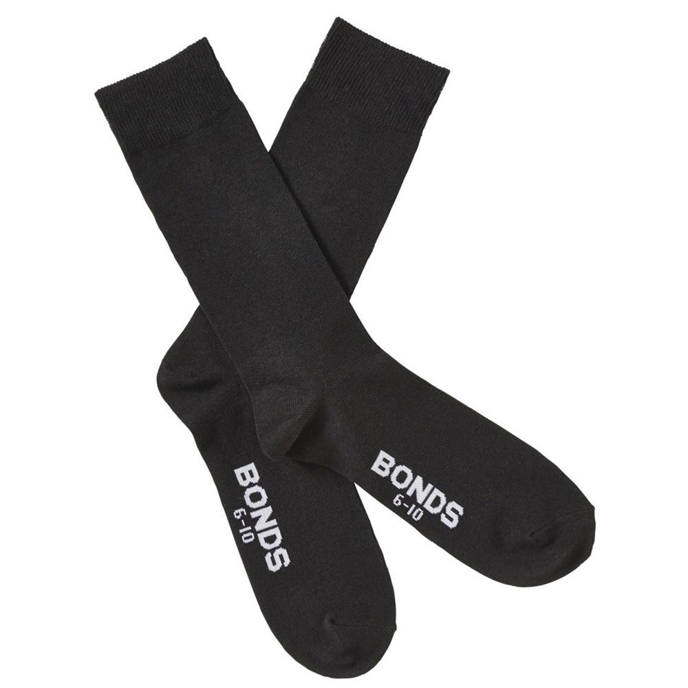 Bonds Mens Oxford Crew Socks Black 3pk